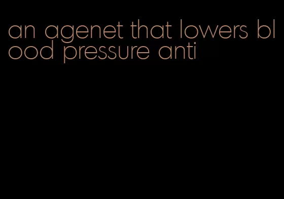an agenet that lowers blood pressure anti