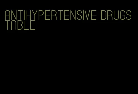 antihypertensive drugs table