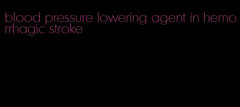 blood pressure lowering agent in hemorrhagic stroke