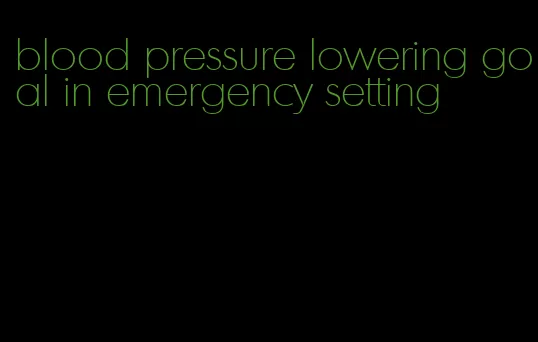 blood pressure lowering goal in emergency setting