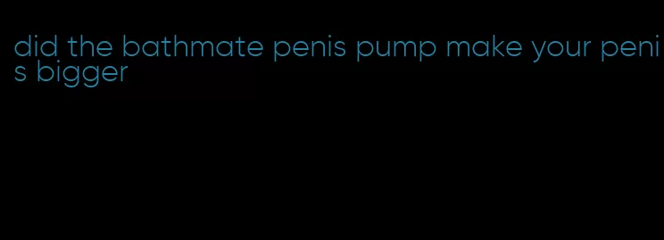 did the bathmate penis pump make your penis bigger