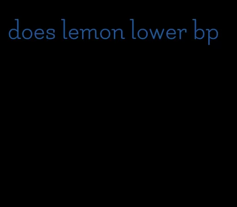 does lemon lower bp