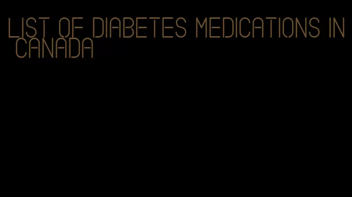 list of diabetes medications in canada