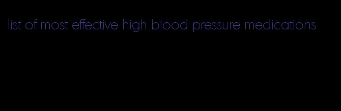 list of most effective high blood pressure medications