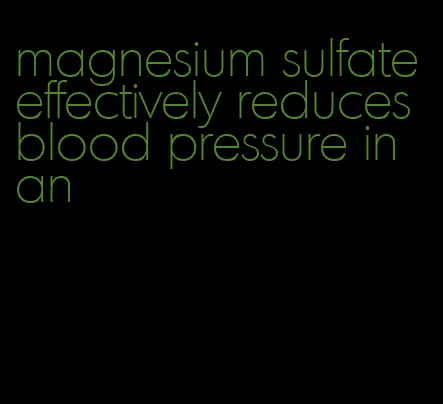 magnesium sulfate effectively reduces blood pressure in an