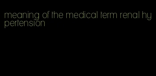 meaning of the medical term renal hypertension