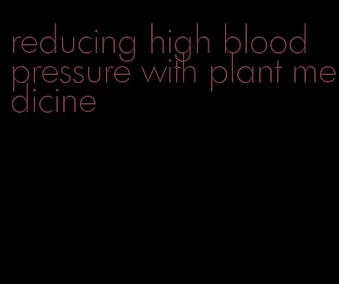reducing high blood pressure with plant medicine