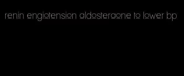 renin engiotension aldosteraone to lower bp