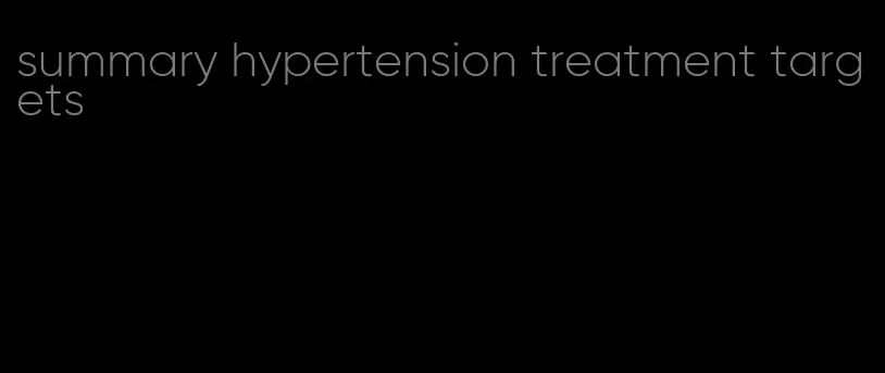 summary hypertension treatment targets
