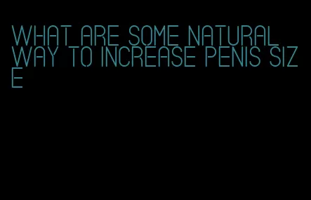 what are some natural way to increase penis size