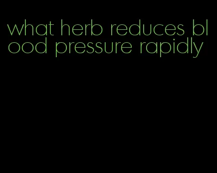 what herb reduces blood pressure rapidly