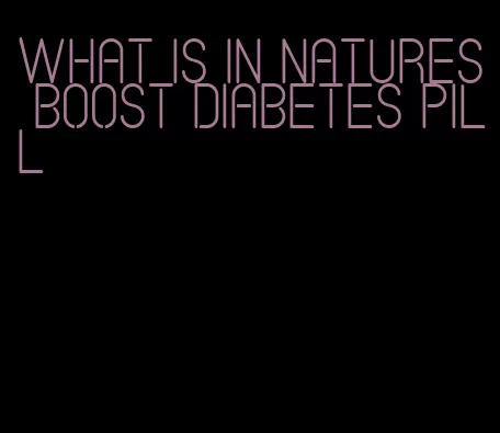 what is in natures boost diabetes pill