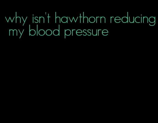 why isn't hawthorn reducing my blood pressure