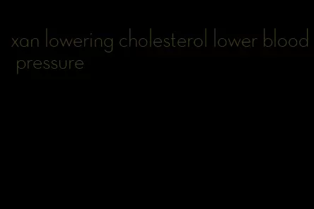 xan lowering cholesterol lower blood pressure